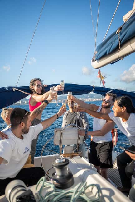 Barcelona Badalona : Sailboat Tour, Snacks, Drinks, Swimming - The 2-hour flow: snacks, sailing, skyline time, then water breaks