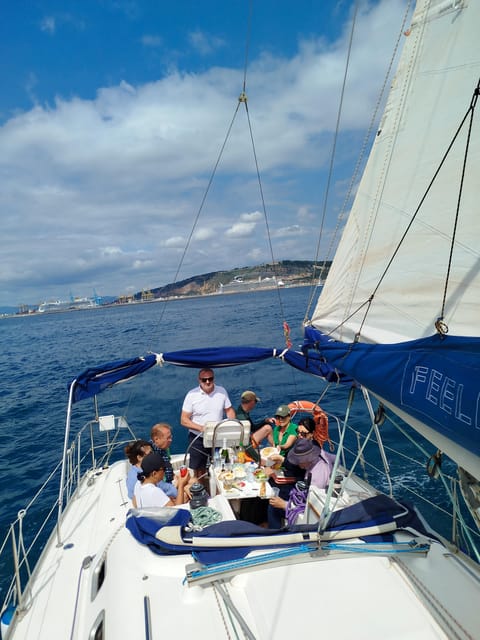 Barcelona Badalona : Sailboat Tour, Snacks, Drinks, Swimming - SUP time: paddleboarding for beginners and chillers
