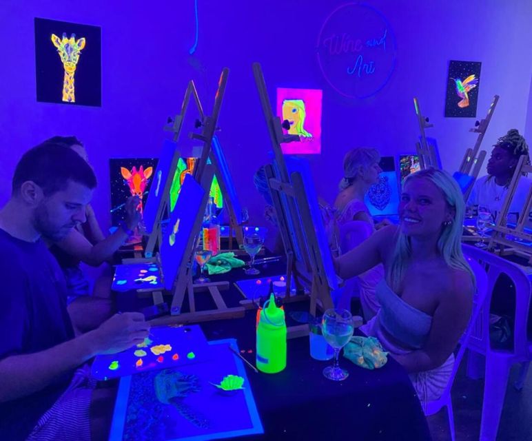 Barcelona: Fluorescent Paint and Wine Workshop - Wine, water, and value at $47 per person
