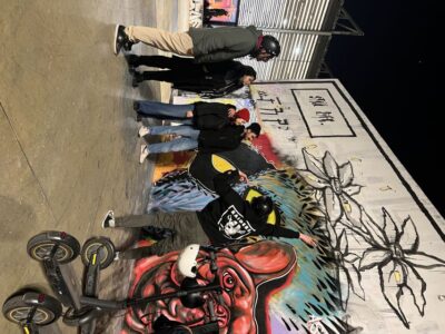 Barcelona: Graffiti E-Scooter Tour - Gearing up at Robot City: helmets, spray cans, and the real focus