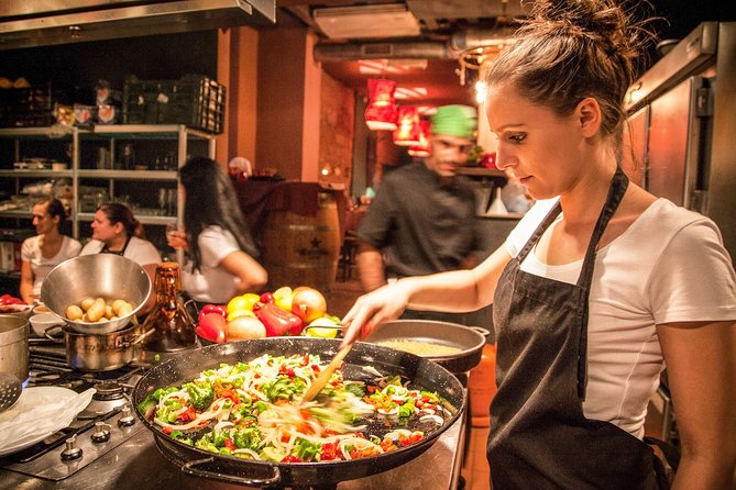 Barcelona : Paella Cooking Experience + Boqueria Market Exclusive Tour - In the kitchen: paella, tapas, and sangria that you actually make