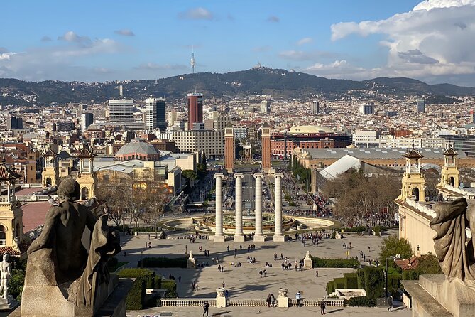 Barcelona Panoramic Walking Tour - private tour - Magic Fountain climb: escalators, views, and the fair connection