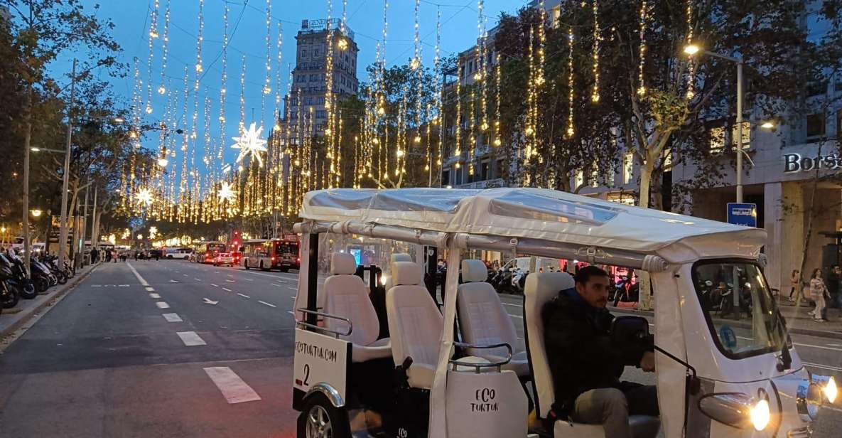Barcelona: Private Christmas Lights Tour by Eco Tuk Tuk - Meet at Novedades Parking: Easy Start, No Hotel Pickup