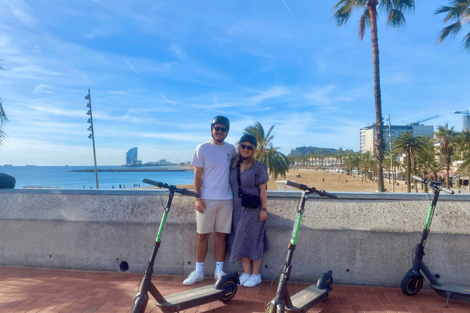 Barcelona: Sagrada Familia Electric Scooter or Bike Tour - Barceloneta Beach and the W Barcelona area: the sea angle you can’t get fast enough on foot