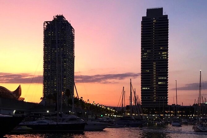 Barcelona Sunset Sailing with Open Bar of Cava and Snacks - Playa de la Barceloneta from the water: the fun 15-minute snapshot