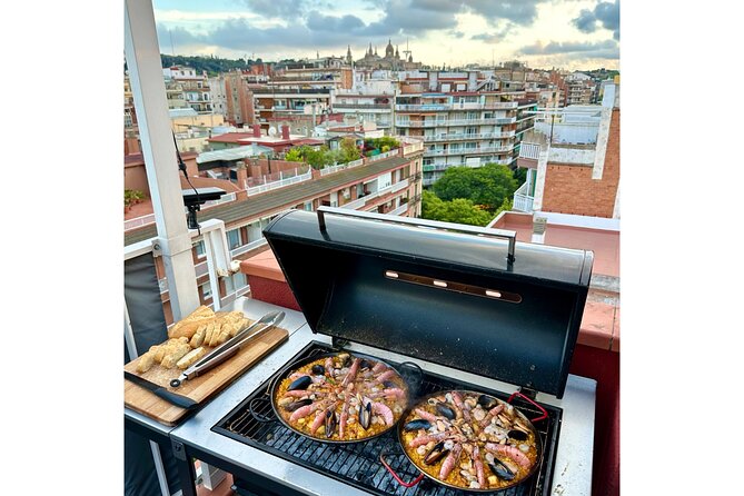 BBQ Paella in a Penthouse Terrace in Barcelona with a Chef - The Starters: Pan con Tomate, Padrón Peppers, and Bravas