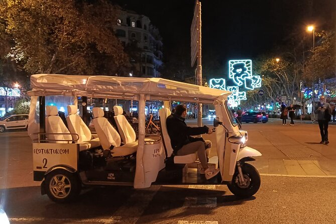 Christmas Lights Tour of Barcelona in Private Eco Tuk Tuk - Plaza de Catalunya: The Nerve Center Moment