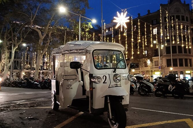 Christmas Lights Tour of Barcelona in Private Eco Tuk Tuk - Paseo de San Juan and Ronda de San Pedro: Moving from Square to Street