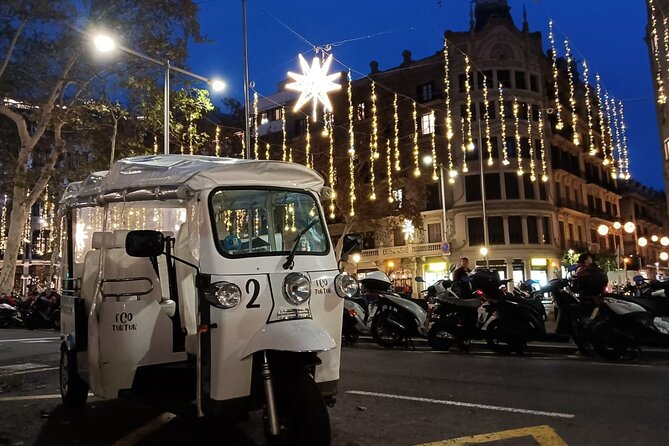 Christmas Lights Tour of Barcelona in Private Eco Tuk Tuk - Passeig de Gràcia and the Gaudí Façade Pass-By