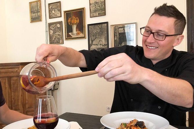 Private Authentic Paella Cooking Class in Barcelona with Josh - The dining room part: eat your paella with drinks